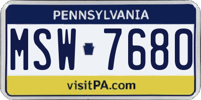 PA license plate MSW7680