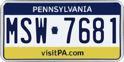 PA license plate MSW7681