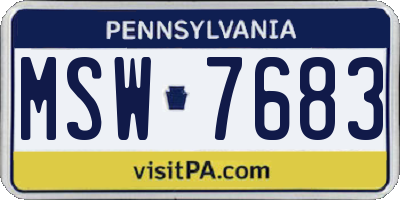 PA license plate MSW7683