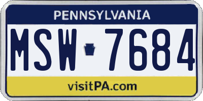 PA license plate MSW7684