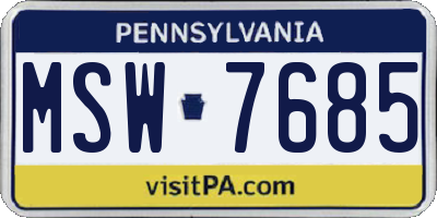 PA license plate MSW7685