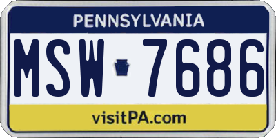 PA license plate MSW7686