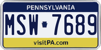 PA license plate MSW7689