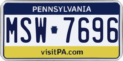 PA license plate MSW7696