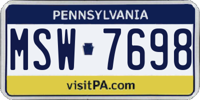 PA license plate MSW7698