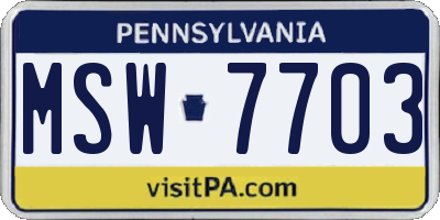 PA license plate MSW7703