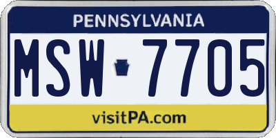 PA license plate MSW7705