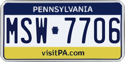 PA license plate MSW7706