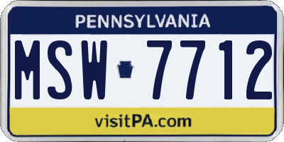 PA license plate MSW7712