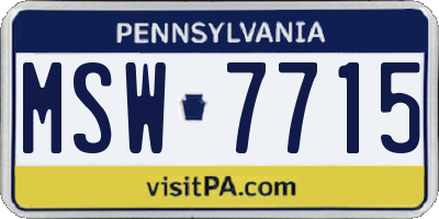 PA license plate MSW7715