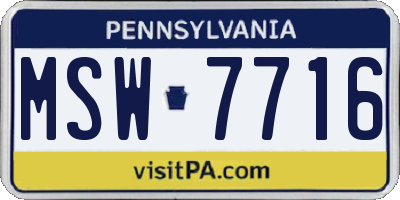 PA license plate MSW7716