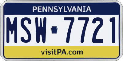 PA license plate MSW7721
