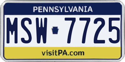 PA license plate MSW7725