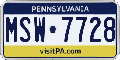PA license plate MSW7728