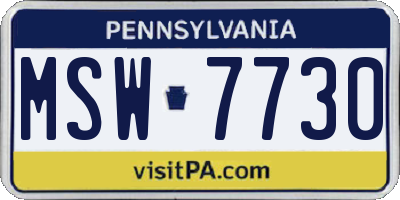 PA license plate MSW7730