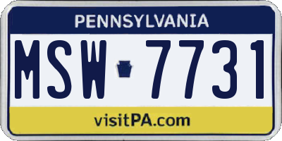 PA license plate MSW7731