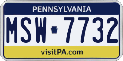 PA license plate MSW7732