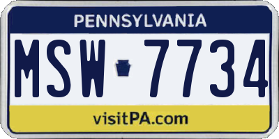 PA license plate MSW7734