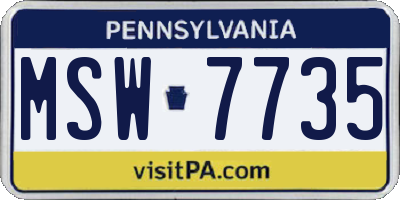 PA license plate MSW7735