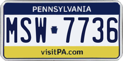 PA license plate MSW7736
