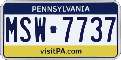 PA license plate MSW7737