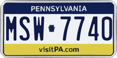 PA license plate MSW7740