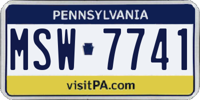 PA license plate MSW7741