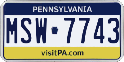 PA license plate MSW7743