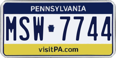 PA license plate MSW7744