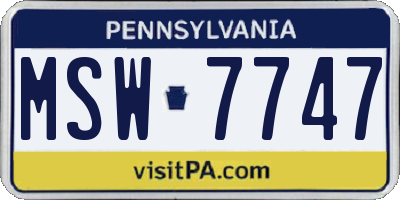 PA license plate MSW7747