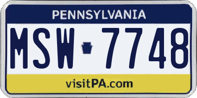 PA license plate MSW7748