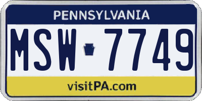 PA license plate MSW7749