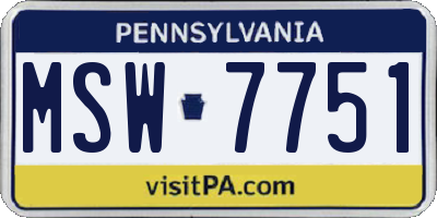 PA license plate MSW7751