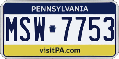 PA license plate MSW7753