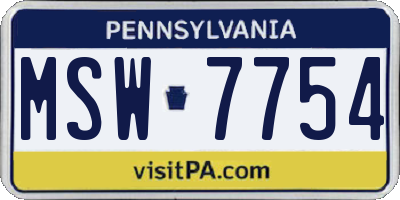 PA license plate MSW7754