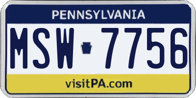 PA license plate MSW7756