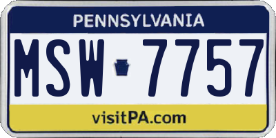 PA license plate MSW7757
