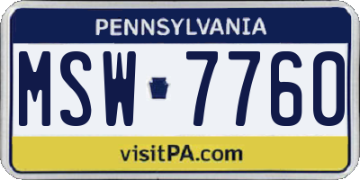 PA license plate MSW7760