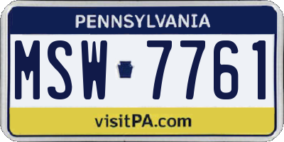 PA license plate MSW7761