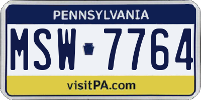 PA license plate MSW7764