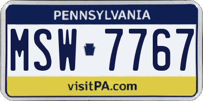 PA license plate MSW7767
