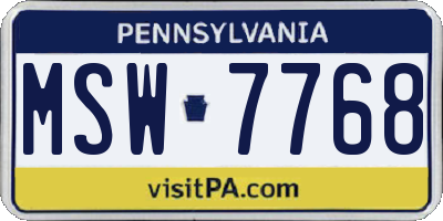 PA license plate MSW7768