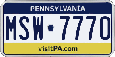 PA license plate MSW7770