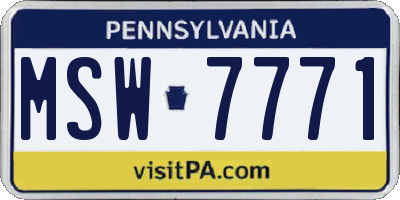 PA license plate MSW7771
