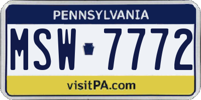 PA license plate MSW7772