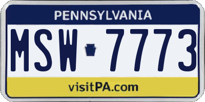 PA license plate MSW7773