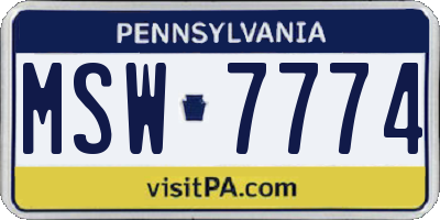 PA license plate MSW7774