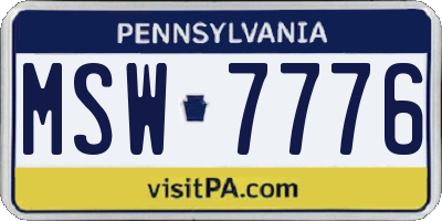 PA license plate MSW7776