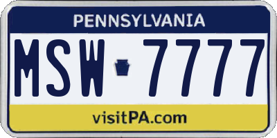PA license plate MSW7777