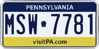 PA license plate MSW7781